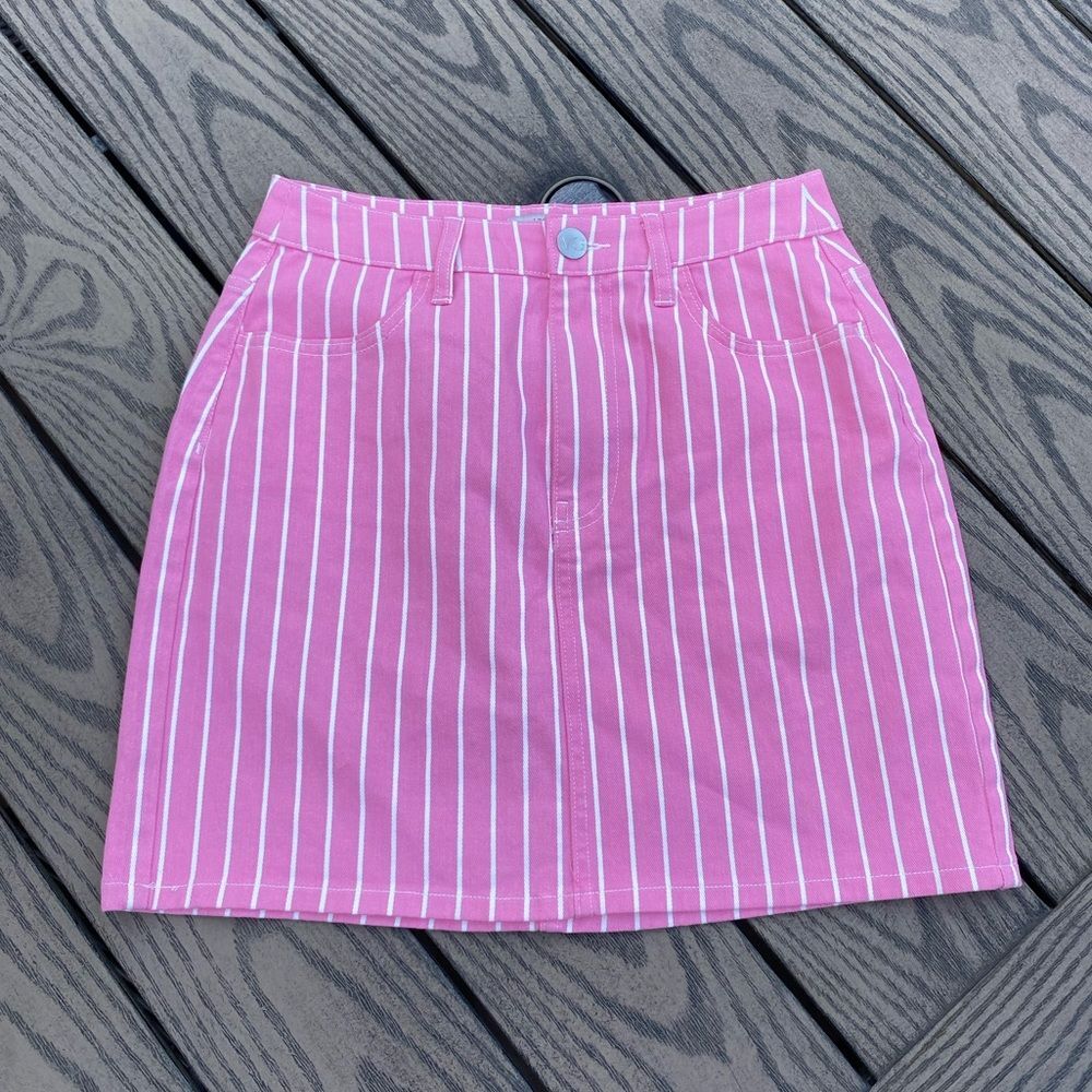 Victor glemaud for target size 2 bubble gum pink mini striped denim skirt